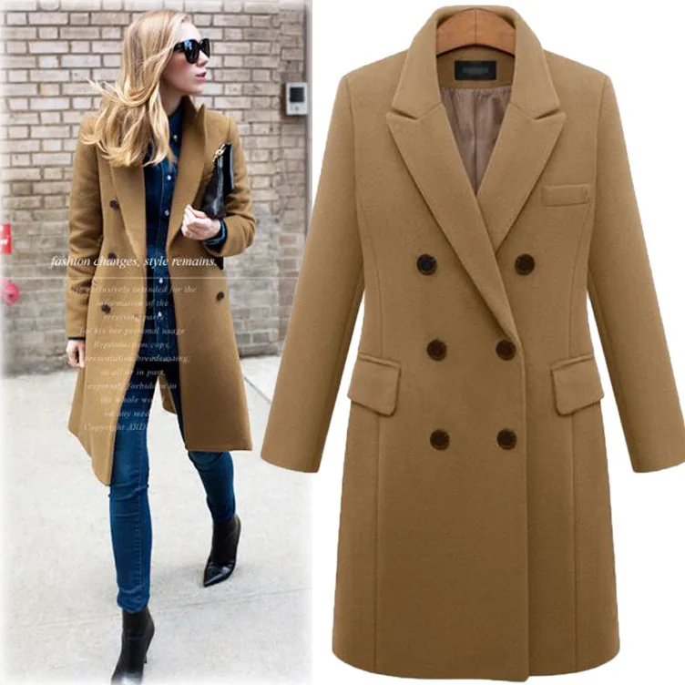 Taille Femmes Hiver Laine La Turn Col down Femme Et Long Vin Manteau 2018 Plus Survêtement Manteaux Chaud Épais Queechalle Automne Mince qntUTX