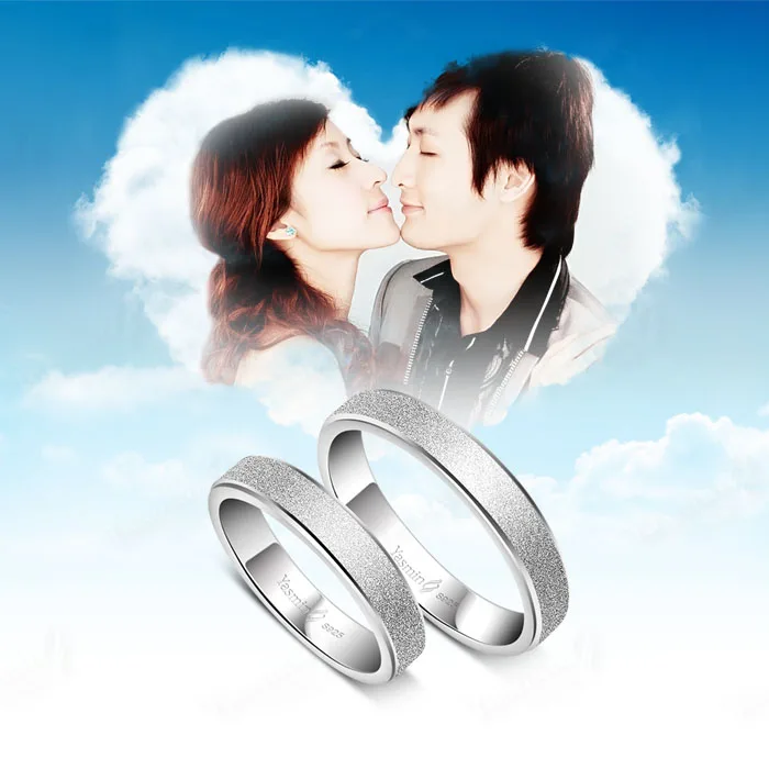 Fashion sterling silver couple rings. Solid 925 silver wedding engagement ring. Woman or man single ring. Wholesale jewelry