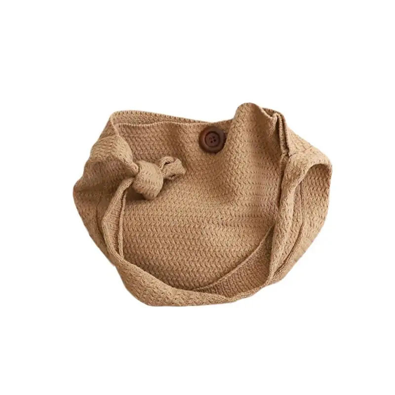 Best Fashion Wool Woven Knitted Bag Braided Round Vintage Shoulder Crossbody Hand Bags Beach Travel Handbag Tote Ladies Handbags Bag
