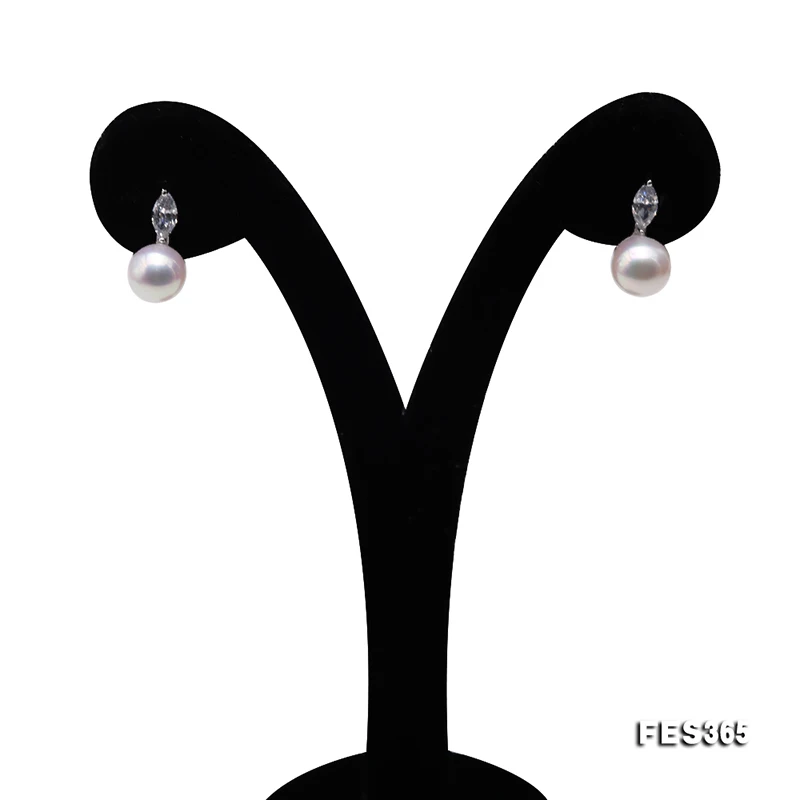 JYX Сияющий циркон белый натуральный светильник жемчуг 925 серебряный жемчуг настоящий 7 мм круглый пресноводный жемчуг серьги модный дизайн