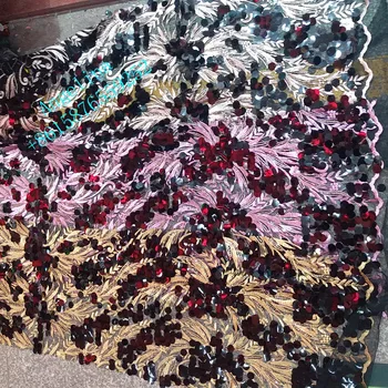 

Nigerian laces Fabric with sequins African Cord Laces Fabrics High Quality BZL-5818 Nigerian sequins Cord Lace Fabric