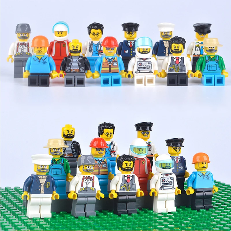 

12pcs City Figure Compatible With LegoeING Cartoon Action Figure City Police Buildings Blocks Sets DIY Assemble Doll Toy Gift