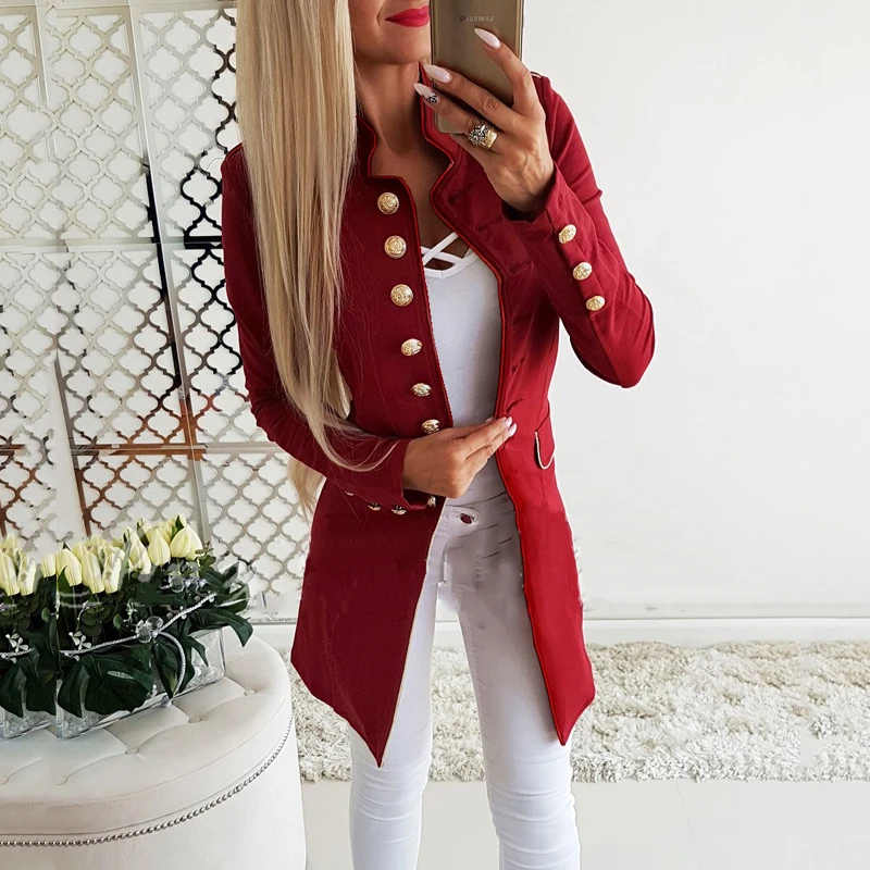 

Women blazers jacket coat Autumn slim fit business blazer Long sleeve office ladies work suit Vintage single breasted fall coat