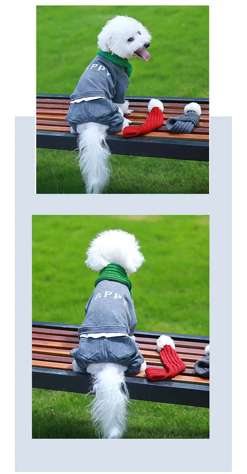 3 цвета собачий шарф для питомца высококачественный мягкий Хлопковый вязаный шейный платок для щенка зимний утепленный ветрозащитный шарф для маленьких собак