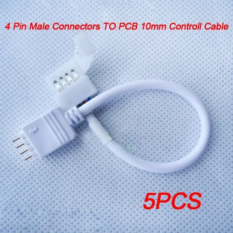 5X-4-Pin-5050-RGB-LED-Strip-Male-Connector-Cable-TO-10mm-4PIN-PCB-Controll-Cable