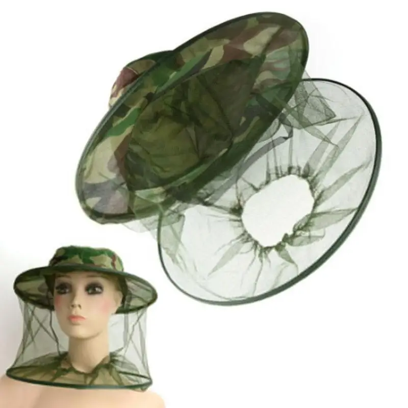 Camping Hunting Insect Mosquito Bug Bee Repellent Hat Camouflage Face