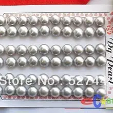 > 30 пара 8- 9 мм серый круглый FW жемчужные серьги