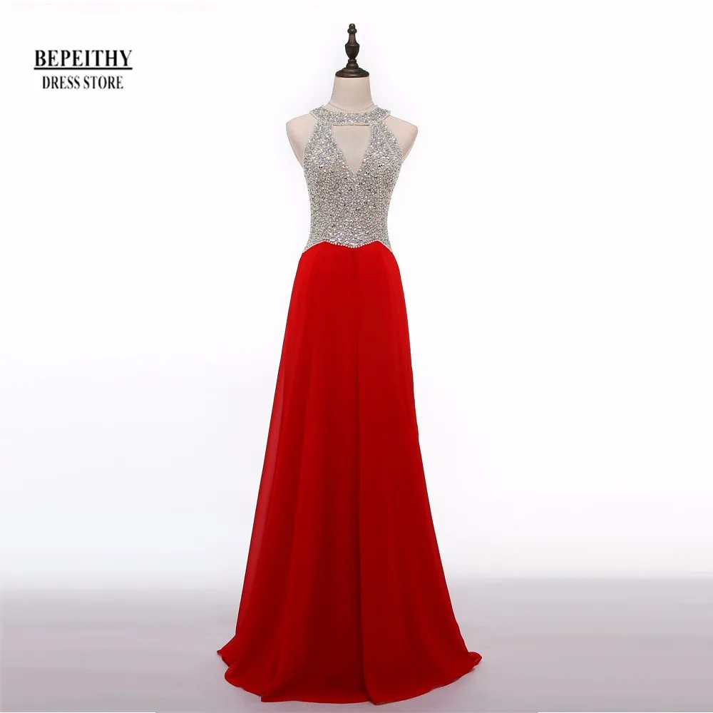 Модное красное шифоновое длинное вечернее платье, элегантные вечерние платья с кристаллами, сексуальное платье для выпускного вечера, лидер продаж