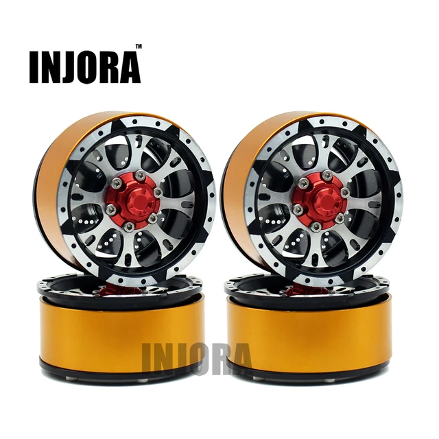Best Offers INJORA 4Pcs Metal Alloy 1.9 Inch Beadlock Wheel Rim for RC Rock Crawler Axial SCX10 TAMIYA CC01 D90 D110 TF2