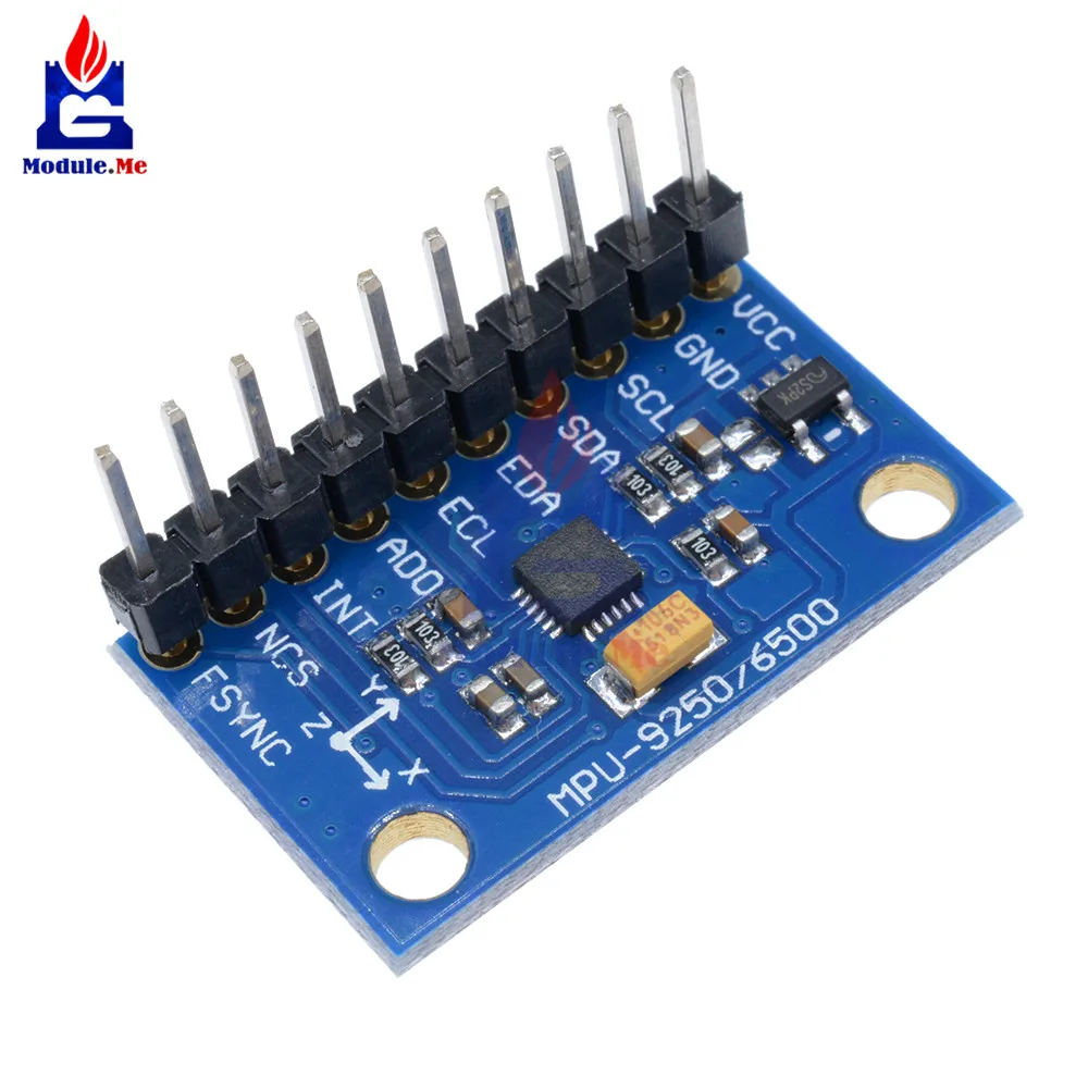 

GY-9250 SPI IIC/I2C MPU 9250 9-Axis Attitude Gyro Accelerator Magnetometer Sensor Board Module MPU9250 DC 3-5V with Pin
