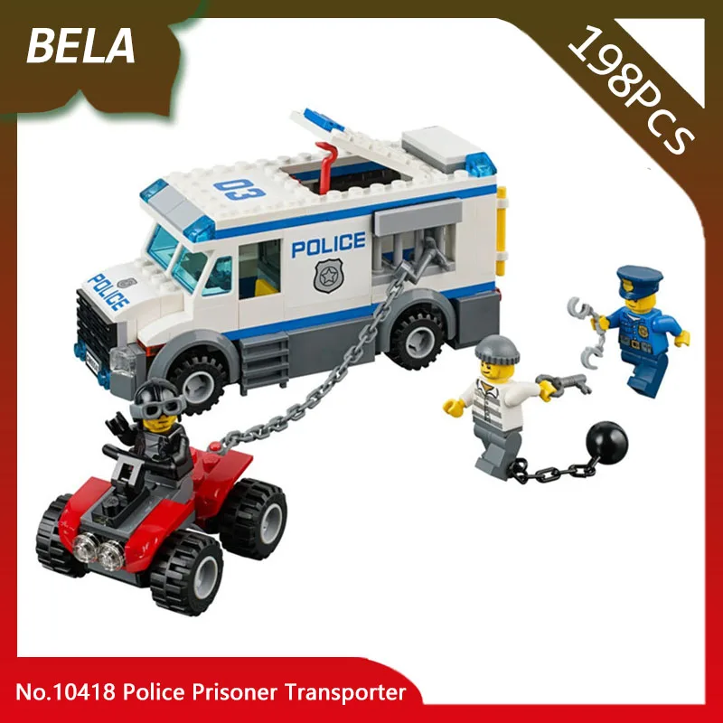 

Bela 10418 198pcs City Series Police Prisoner Transporter Model Building Blocks Educational Toys Compatible with Legoings