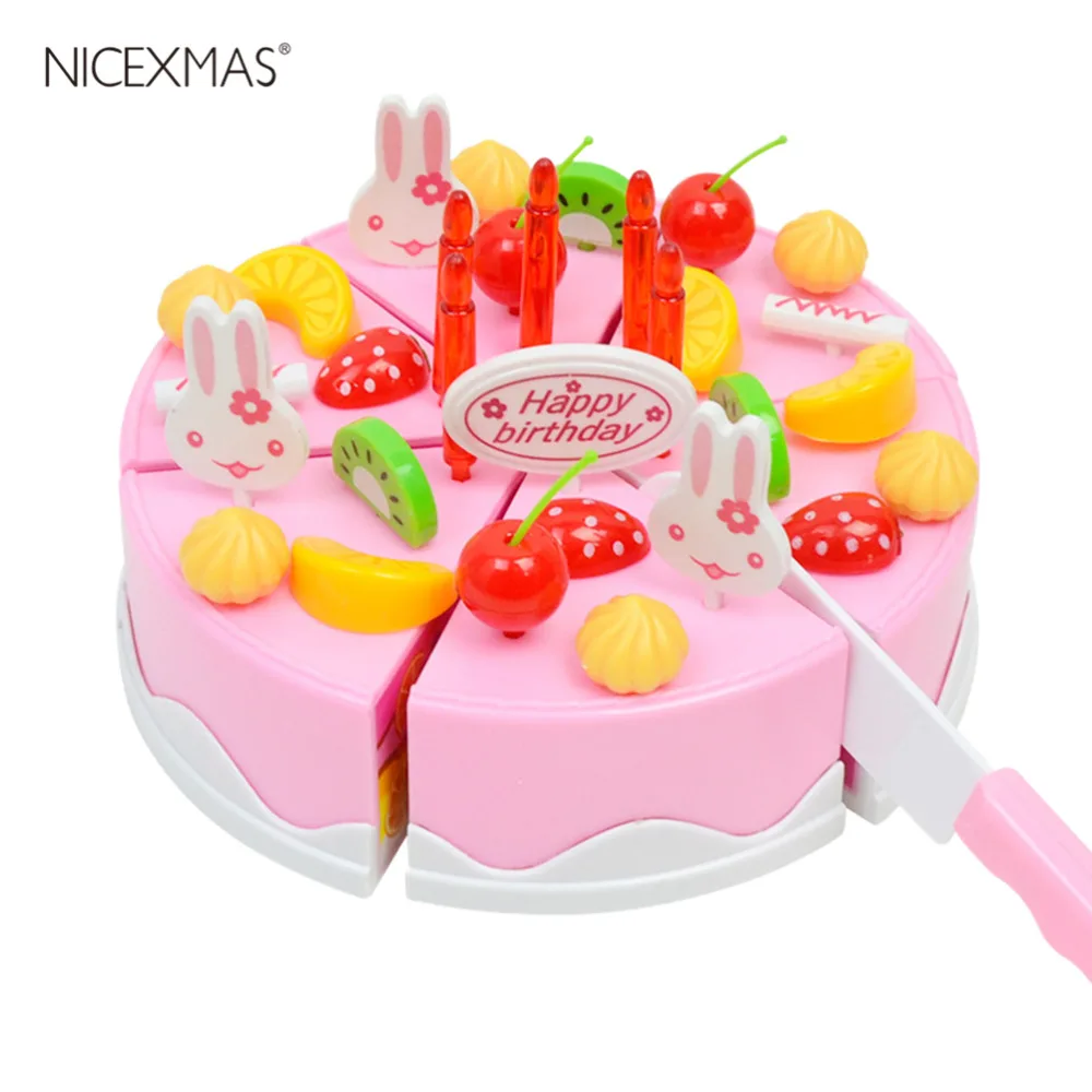 

Plastic Baby Kitchen Toys Pretend Play DIY Cutting Cake Play Food Kids Toys Wooden Fruit Cooking Birthday Gift For Baby Girls