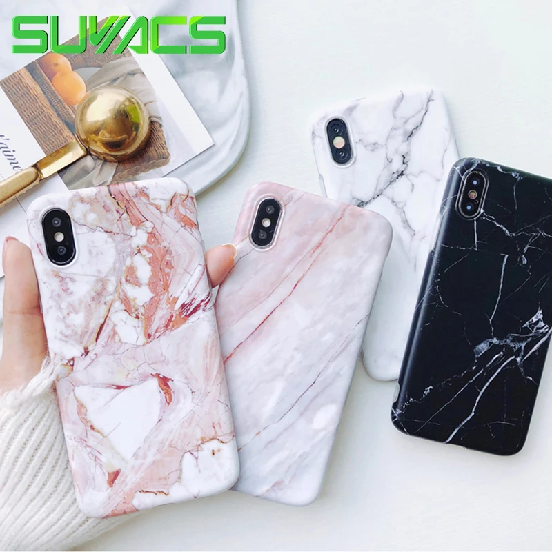 

SUYACS Classic Marble Phone Case For iPhone 6 6S 7 8 Plus X XR XS MAX Soft IMD Matte Fashion Simple Plain Phone Back Cover Capa
