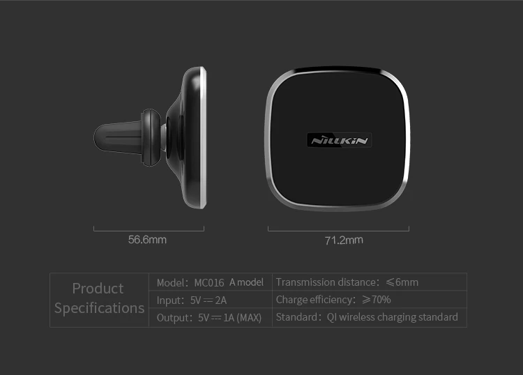 NILLKIN ehance автомобилей Ци Беспроводной Зарядное устройство Держатель Ци Магнитная Air Vent площадку для Samsung S8 S8 плюс S7 S7 край Примечание 5 Lumia 950