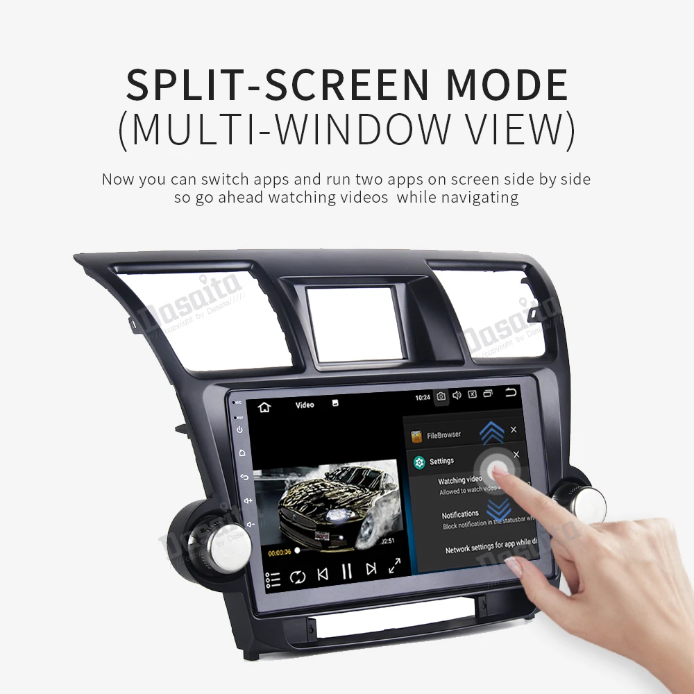 Perfect Dasaita 10.2" IPS Android 9.0 Car Multimedia for Toyota Highlander Radio 2009 2010 2011 2012 Octa Core Navigation GPS BT 4G RAM 3