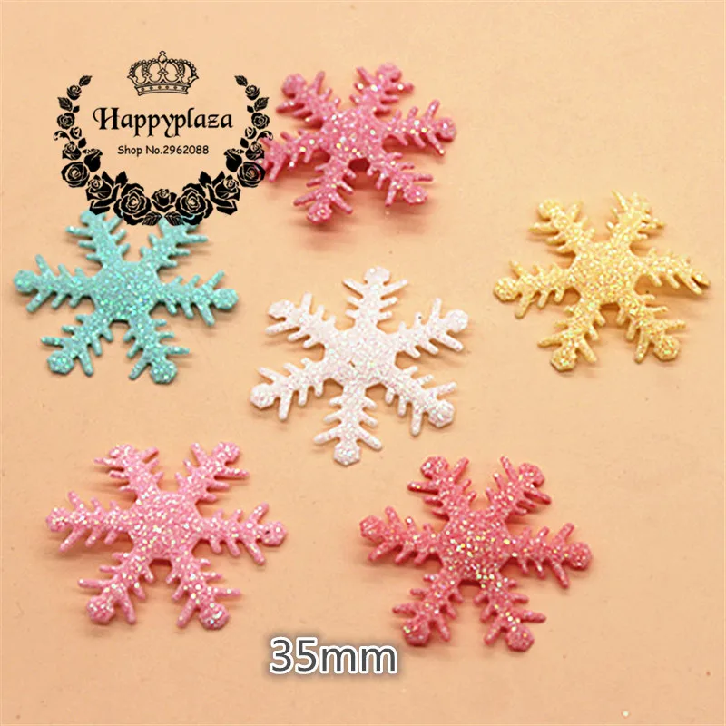

50pcs 3.5cm Non-woven Cloth patches Christmas Glitter Snowflake Appliques DIY Craft Ornament