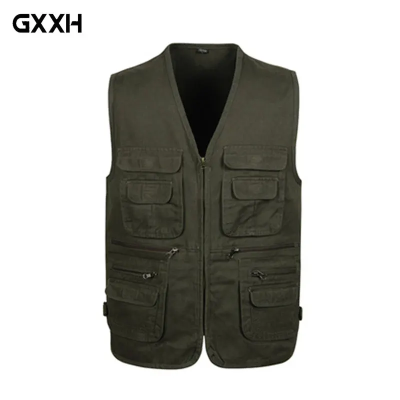 

Men's Vest Multi-pocket Multi-color Zip Closure Photographer's Vest L-4XL Red/Black/Army Green/Khaki/Light Army Green/yellow