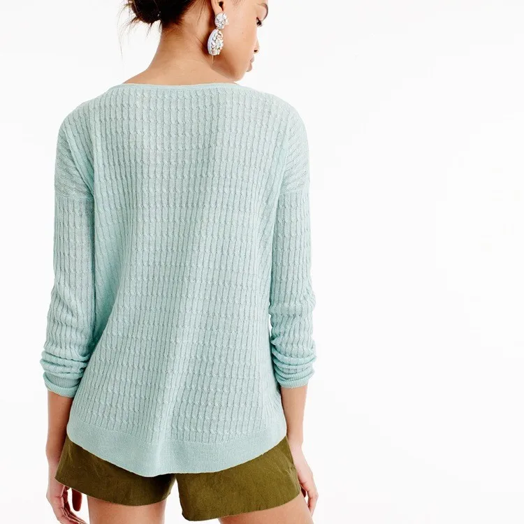 100 кашемировые свитера для женщин s Весна женский свободный пуловер вязаный в рубчик с круглым вырезом и длинным рукавом Зеленые женские свитера и пуловеры