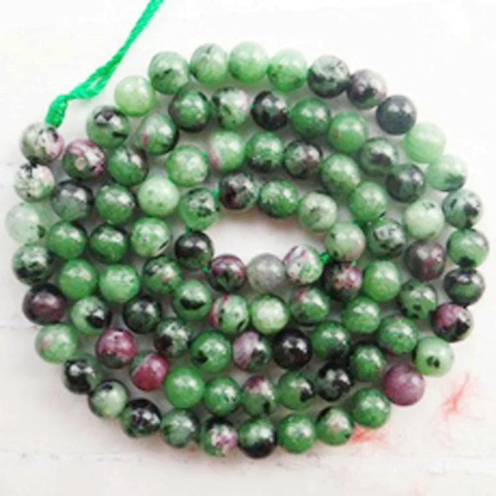 

Gorgeous Charming Beautiful 4mm Rubys in Fuchsite Round Beads Loose Bead 15.5 inch