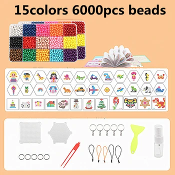 

6000pcs Multicolor Magic Puzzle Toys Water Mist Bead Set DIY Craft Animal Handmade Sticky Beads Educational Toys Kids Good Gifts
