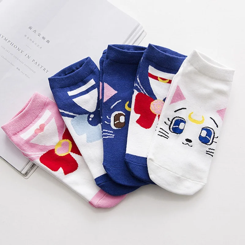 Женские хлопчатобумажные носки в стиле аниме Sailor Moon Повседневное платье до
