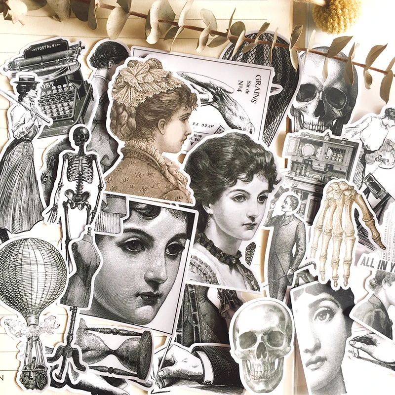 

27PCS/bag DIY Scrapbooking Stickers Vintage Black and White Elegant Lady Series Album Project Happy Planner Decoration Stickers