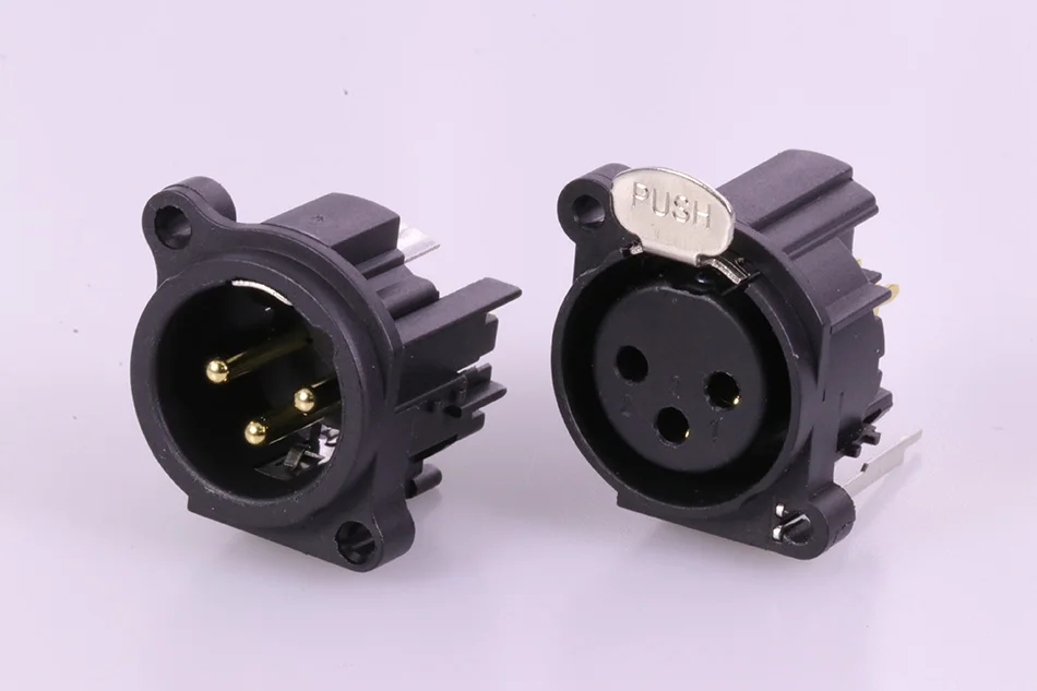 50 пар/100 шт. XLR разъема черного Пластик 3pin мужской/женский Джек Панель Крепление с