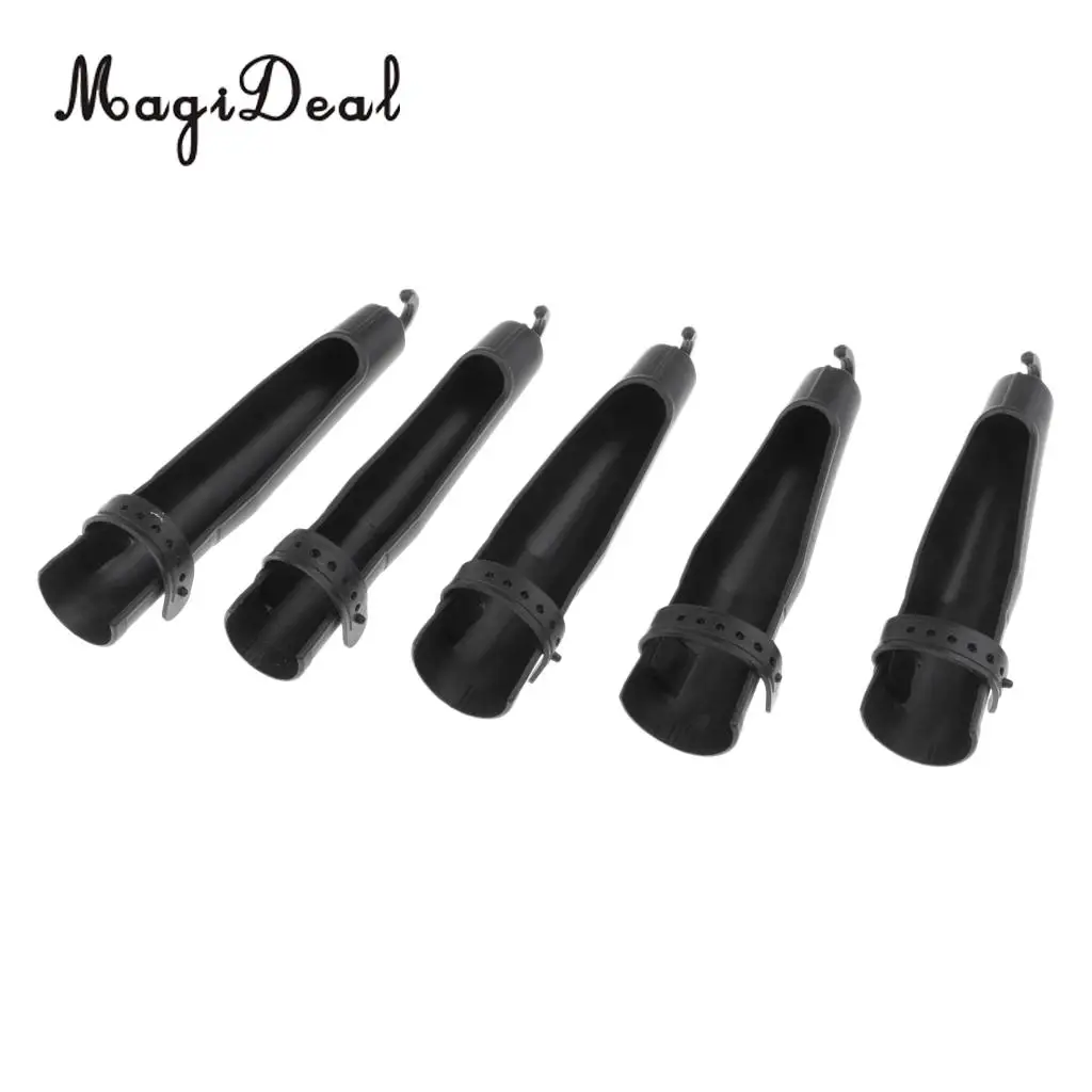 MagiDeal 5Pcs Fishing Rod Tip Cover Rod Cap Pole Glove Sleeve Protector Pole Cap with Strap for Fixing the Rod Black 20# 25#