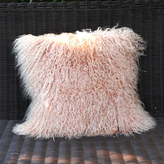 CX-D-04Y наволочка для дивана из меха, украшение для дома, чехол для подушки из монгольского меха ягненка - Цвет: pink