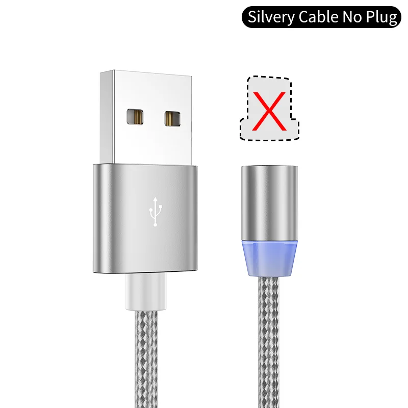 2.4A быстрое зарядное устройство магнитный кабель Micro USB кабель для iPhone X XS samsung Xiaomi usb type C зарядный кабель 360 градусов Шнуры Провода - Цвет: Only Silver Cable