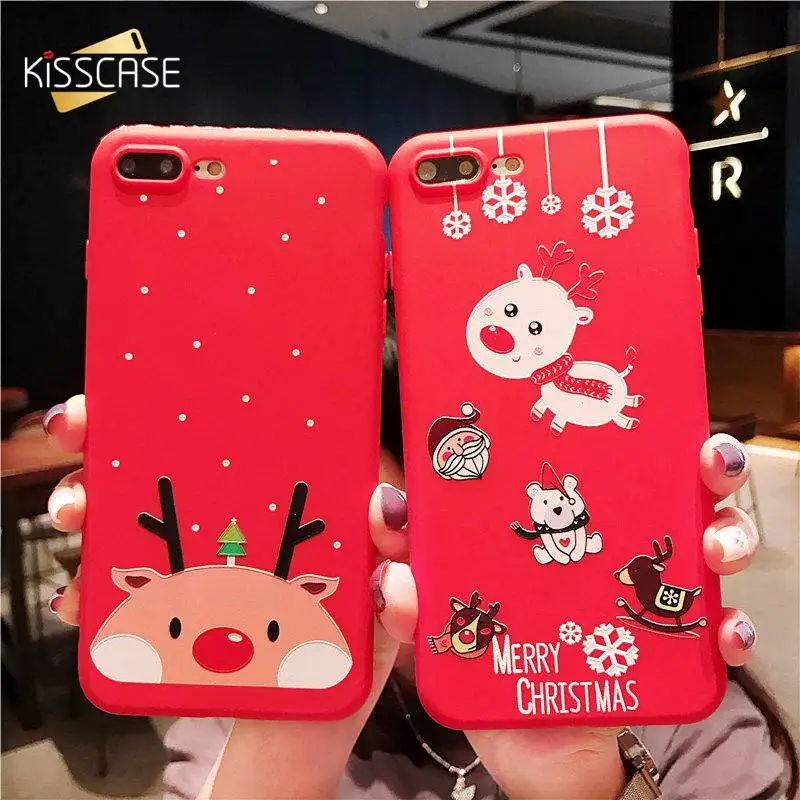 KISSCASE Christmas Phone Case For iPhone 7 8 6S 6 Plus X XS Max XR Cases 2019 New Year Gift Cover 5S SE 5 |