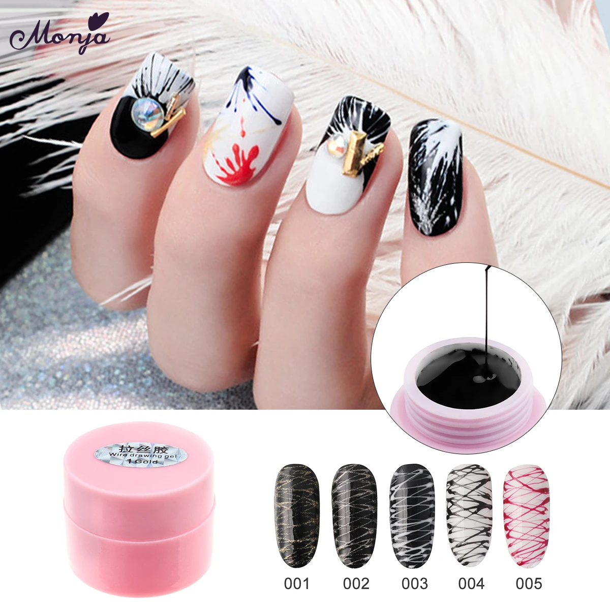 

Monja 5 Colors Nail Art Creative Varnish Pulling Painting Spider Gel Line Silk Point Drawing Random DIY Design Manicure Tool