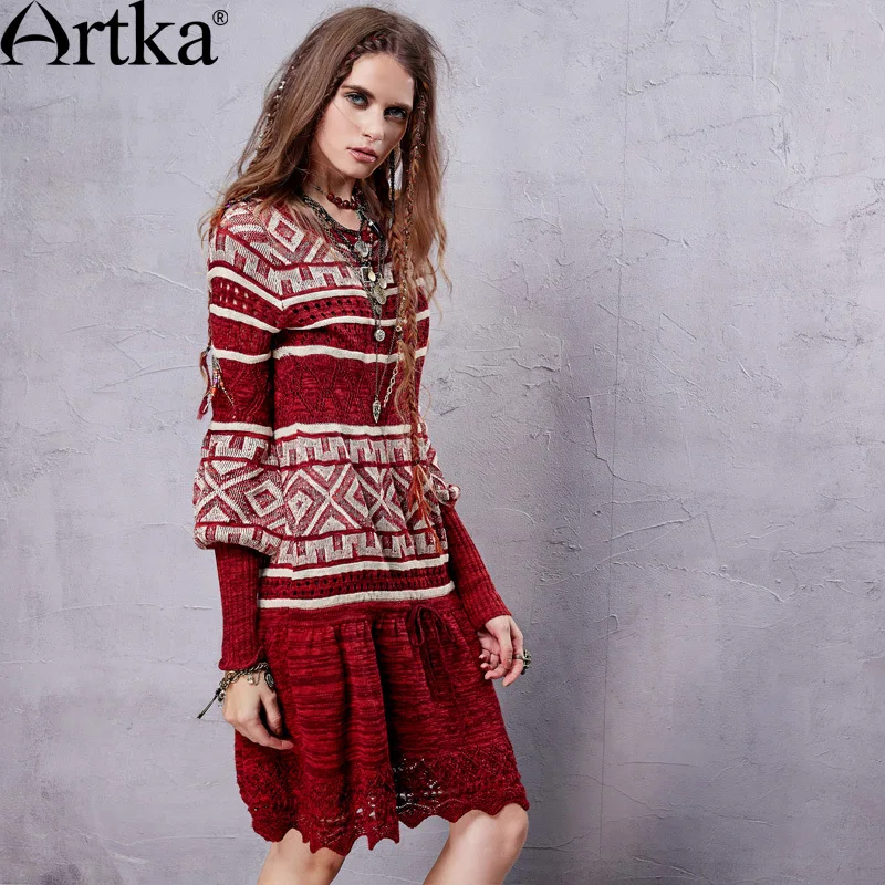 Artka 2015 женская ретро новая коллекция осенней одежды круглым воротником с