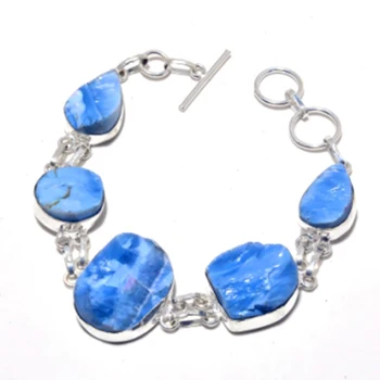 

Owyhee Opal Rough Bracelet Silver Overlay over Copper, 20.5cm , FRB0065