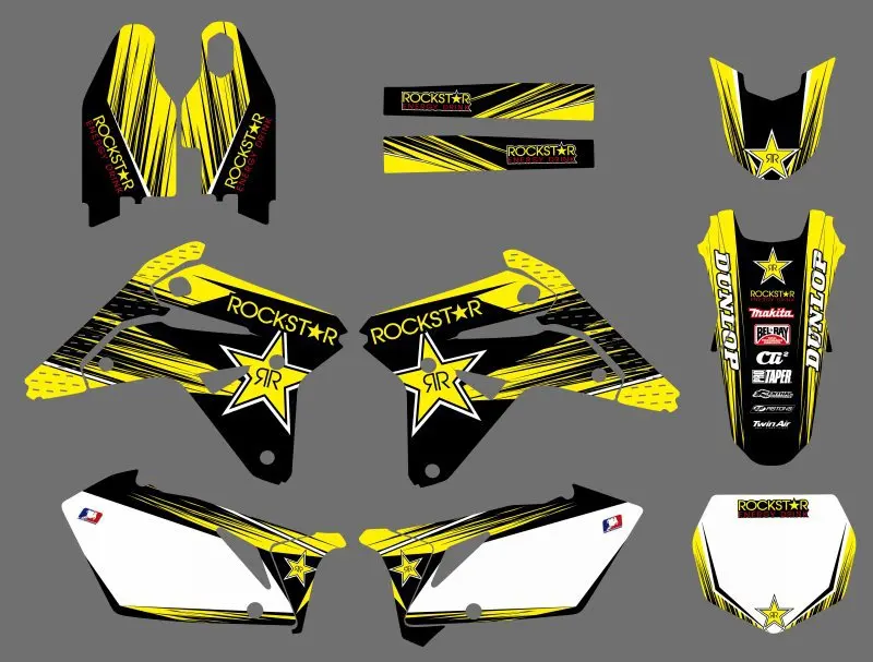 

0589 Yellow Star NEW EAM DECALS GRAPHICS BACKGROUNDS STICKERS FOR RMZ450 2007