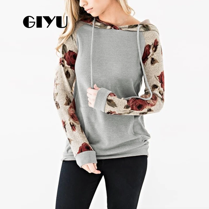 GIYU 3XL Autumn Patchwork Hoodies Women Long Sleeve Casual Basic Sweatshirt Female Floral Printed Big Size camiseta mujer GIYU 3XL Autumn Patchwork Hoodies Women Long Sleeve Casual Basic Sweatshirt Female Floral Printed Big Size camiseta mujer
