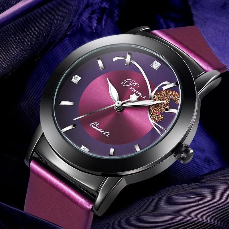 

PREMA Brand Women's Watches Fashion Leather Wrist Watch Women Watches Ladies Watch Clock Dress Wristwatch Relogio Feminino