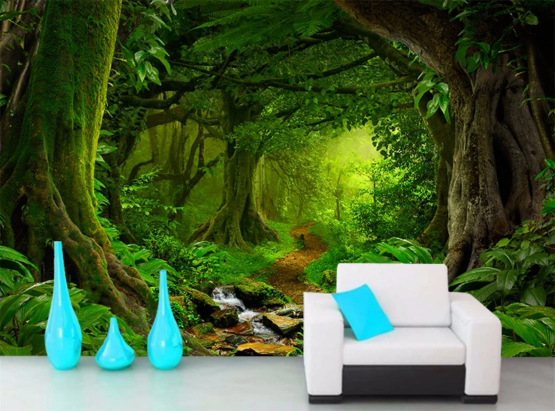 Custom Wallpaper 3D Tropics Forests Waterfall Trees Jungle Nature Modern Forest Path Wall Sticker Living Room Bedroom Mural Custom Wallpaper 3D Tropics Forests Waterfall Trees Jungle Nature Modern Forest Path Wall Sticker Living Room Bedroom Mural