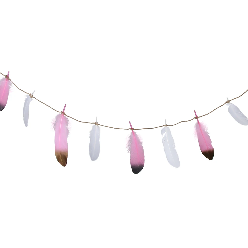 Dipped Feather Bunting Banner Hanging Garland Wedding Party Decoration 