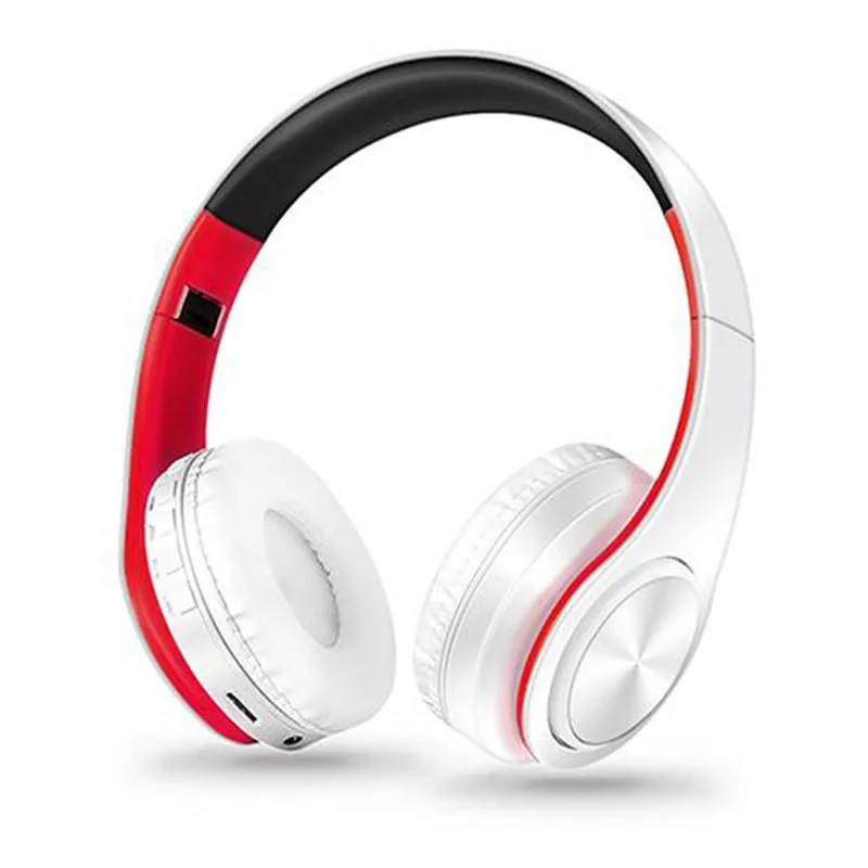 HiFi беспроводные наушники Bluetooth наушники гарнитура складные наушники стерео бас с микрофоном для ПК мобильного телефона планшета - Цвет: White Red