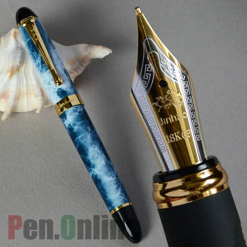 

JINHAO X450 SEA BLUE MARBL AND GOLDEN 0.7mm BROAD NIB FOUNTAIN PEN JINHAO 450
