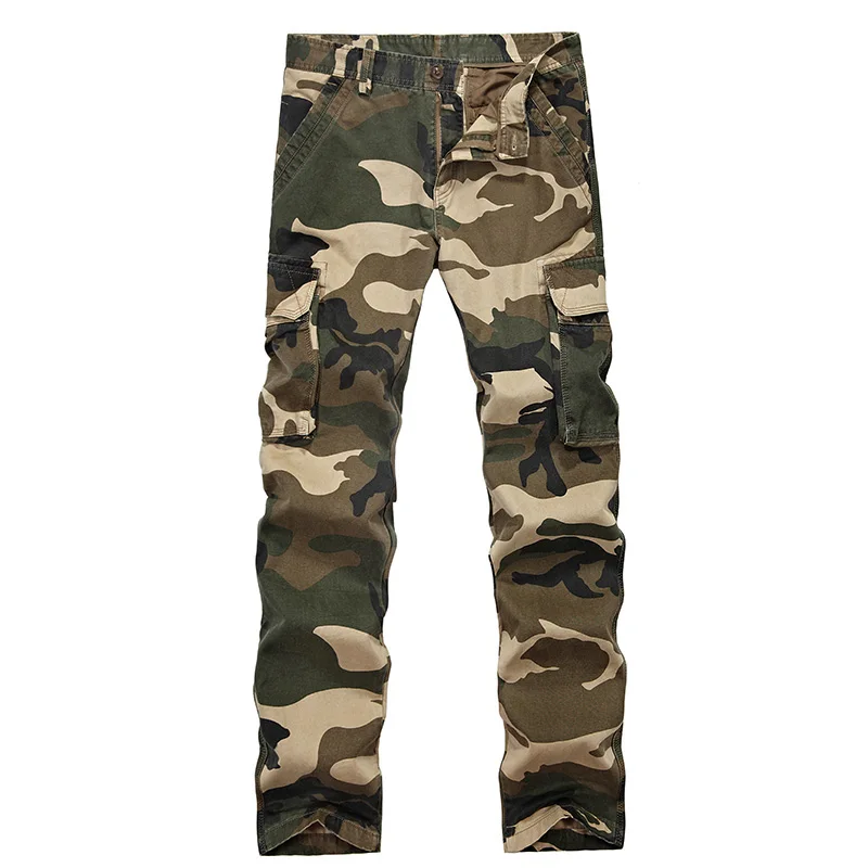 Весенние военные камуфляжные брюки карго мужские хлопковые тактические брюки мужские рабочие мужские s брюки комбинезоны Pantalon Homme - Цвет: Хаки