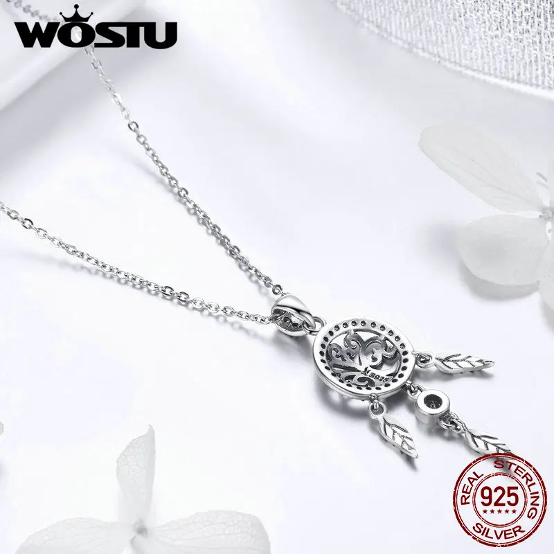 

WOSTU New Arrival 925 Sterling Silver Life Tree & Dreamcatcher Pendant Necklace For Women Good Lucky Luxury Jewelry Gift FIN298