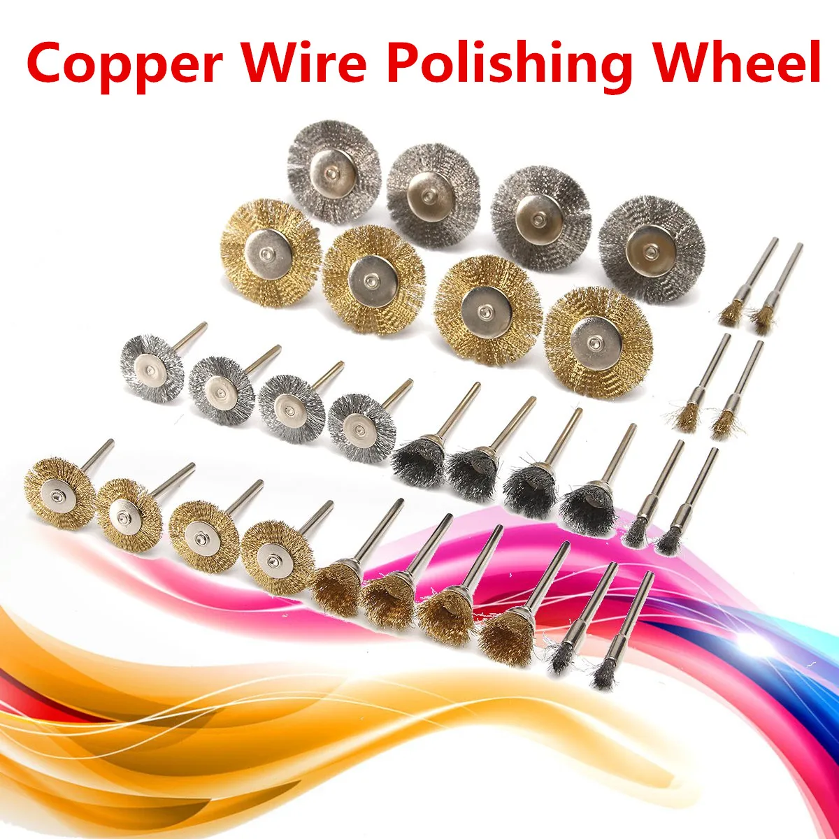 32pcs Brass Steel Wire Polishing Brushes Set Polishing Wheels Kit For