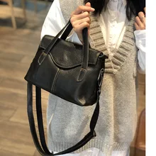 Черная Женская сумка в стиле ретро, натуральная кожа, Женская Повседневная сумка, модная женская сумка через плечо, коричневая сумка через плечо