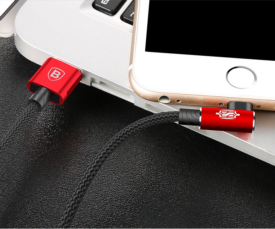 Baseus 90 градусов быстрая зарядка USB кабель для iOS системы USB кабель для передачи данных кабель для зарядного устройства для iPad iPhone 6 7 8 плюс кабель для мобильных данных