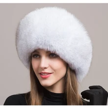Шапка из натурального Лисьего меха, женская шапка из лисьего меха, утолщенная меховая шапка, зимняя теплая женская шапка, модная женская шапка-ушанка