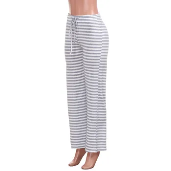 

Women Striped High Waist Elastic Loose Wide Leg Trousers Dancing Pants c0312