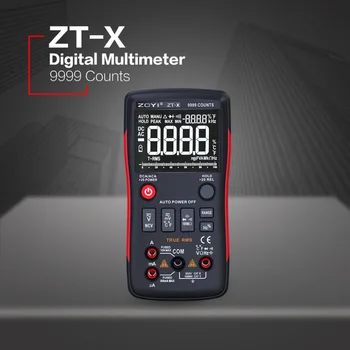 

ZT-X Digital Multimeter Auto Range True RMS AC/DC Volt Amp Ohm Capacitance Duty Cycle NCV Diode Temperature Tester 9999 Counts
