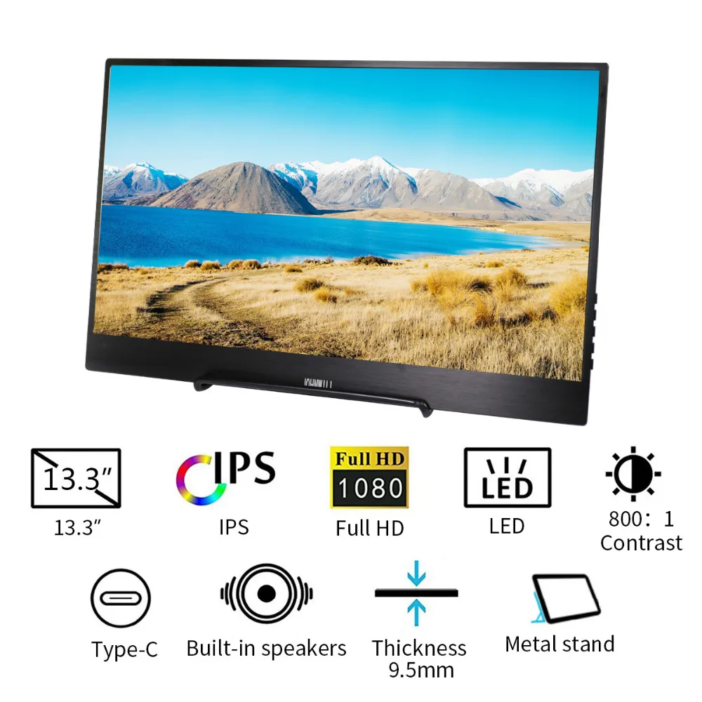 13 3 дюймовый ips HD портативный монитор 2 type C USB HDMI интерфейс игровой компьютер